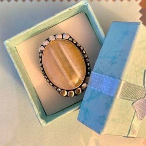 S925 Silver Botswana Agate Gemstone Ring SIZE 8